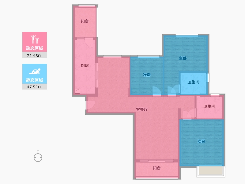 吉林省-松原市-恒大御景湾-106.80-户型库-动静分区