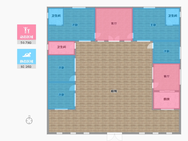 浙江省-杭州市-农村-70.00-户型库-动静分区