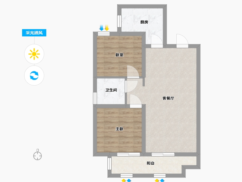 河北省-沧州市-泽信云尚-65.70-户型库-采光通风