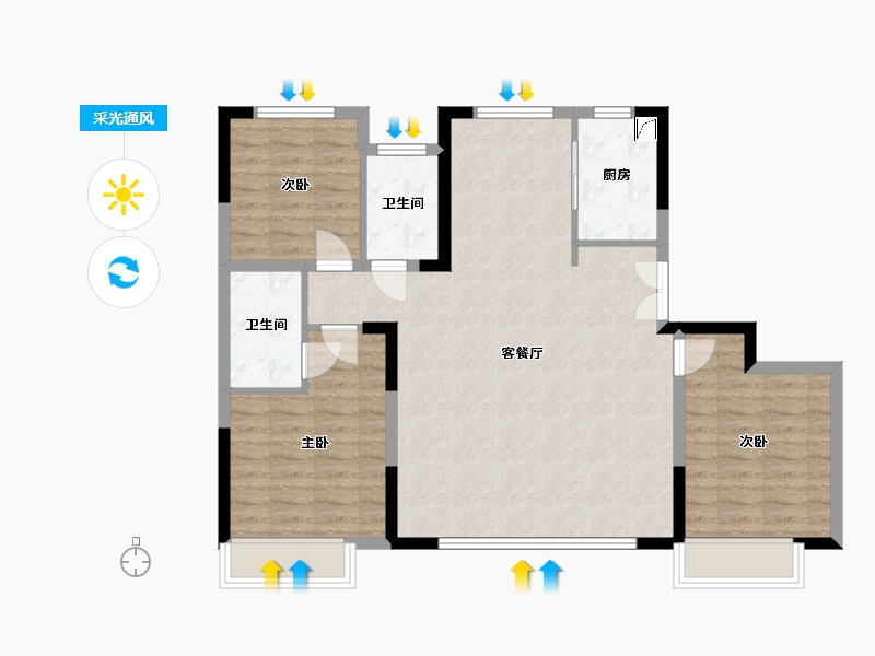 内蒙古自治区-通辽市-林语江南-101.00-户型库-采光通风