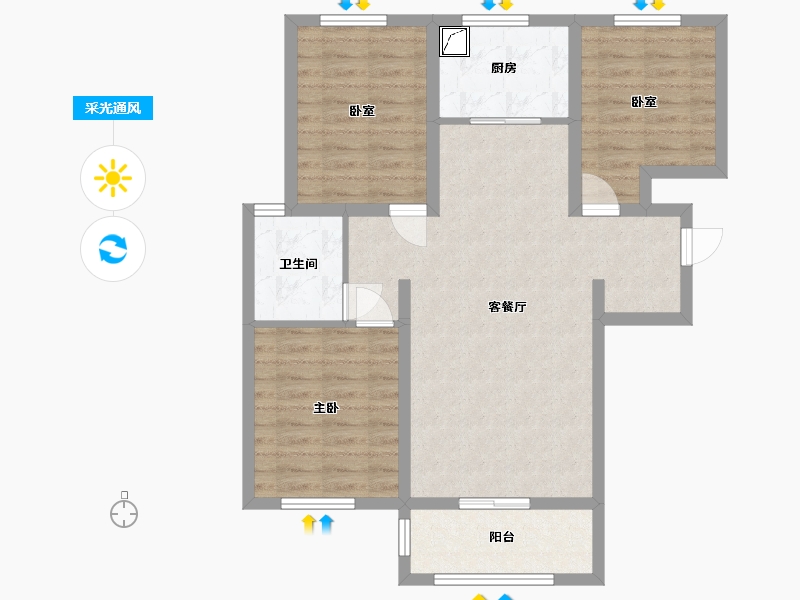 河北省-唐山市-浭阳新都-90.00-户型库-采光通风