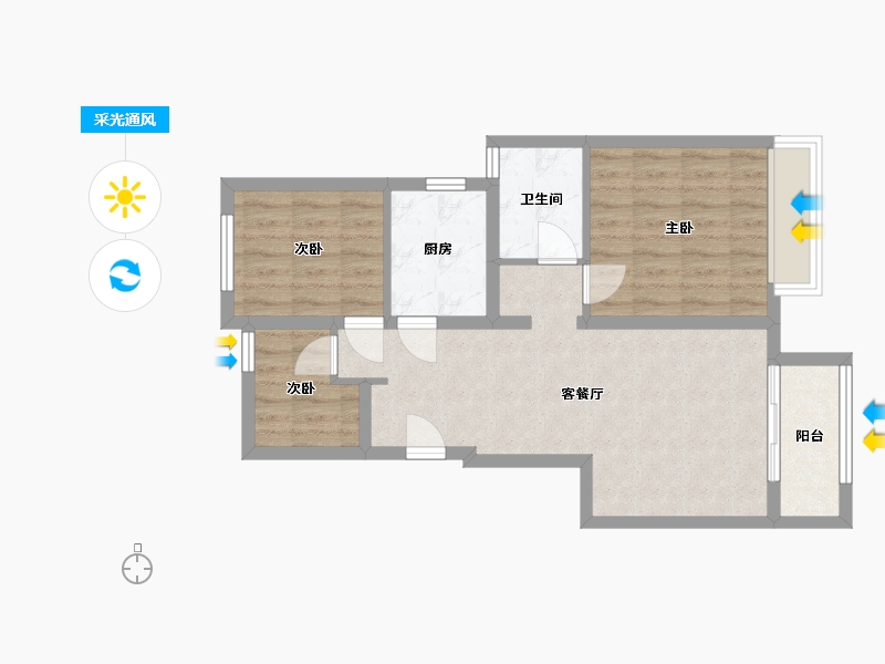 河南省-郑州市-河峪洲-70.00-户型库-采光通风