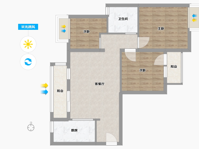 湖北省-武汉市-悦海湾-70.00-户型库-采光通风