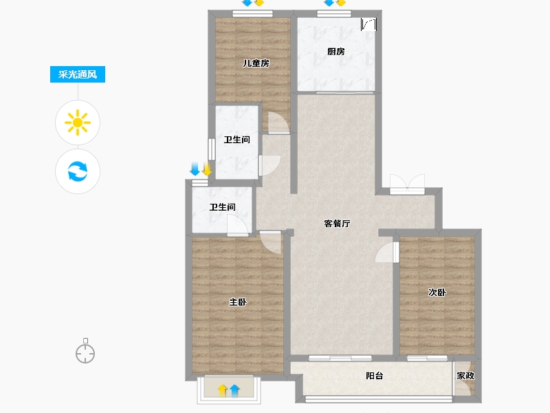 山西省-太原市-保利东郡-119.00-户型库-采光通风