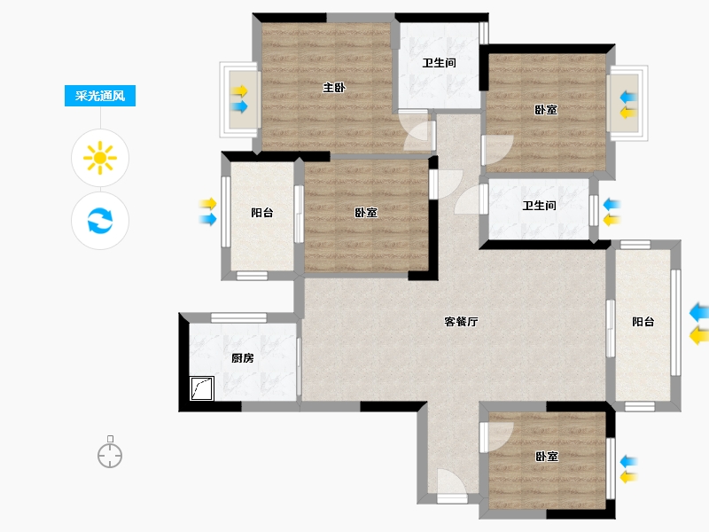 湖南省-长沙市-创意凯旋城-119.00-户型库-采光通风