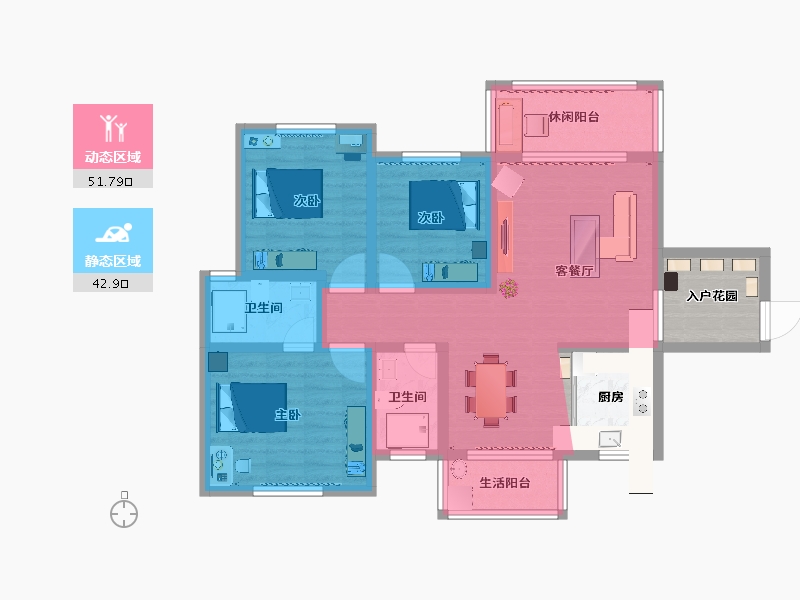 湖南省-株洲市-瑞和春天-89.68-户型库-动静分区