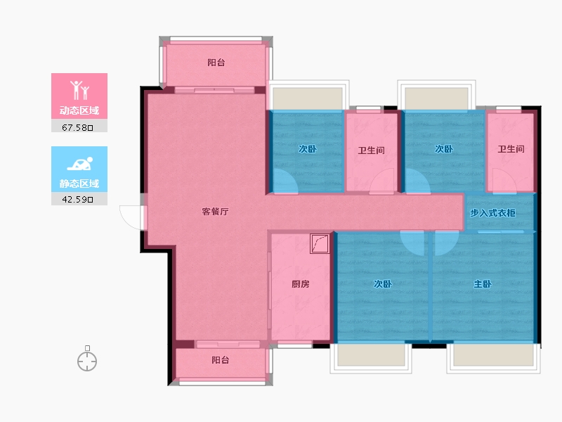 湖南省-岳阳市-美的铂悦府-98.77-户型库-动静分区