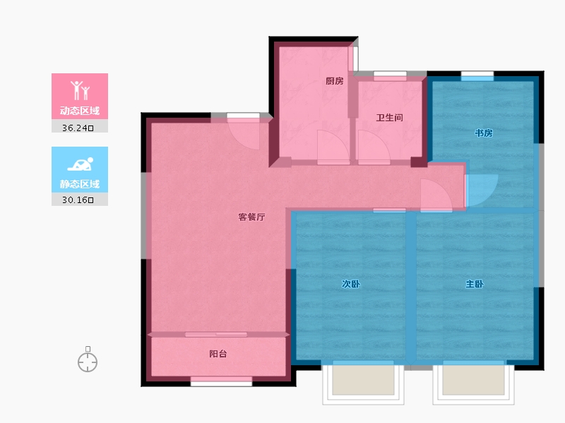 青海省-海东市-唐道-66.68-户型库-动静分区