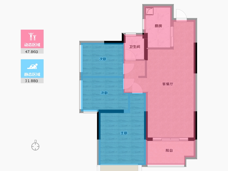 广东省-中山市-雅居乐锦城-71.00-户型库-动静分区