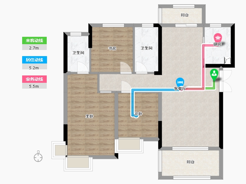 湖南省-湘潭市-九华・金水湾-98.67-户型库-动静线