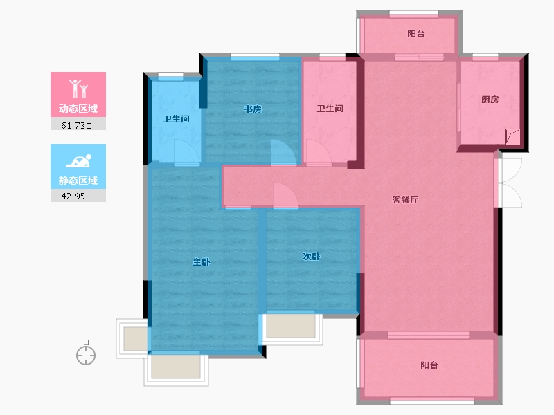 湖南省-湘潭市-九华・金水湾-98.67-户型库-动静分区