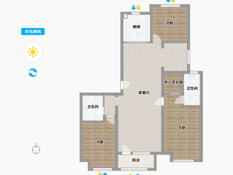 山东省-青岛市-万达・维多利亚湾-122.00-户型库-采光通风