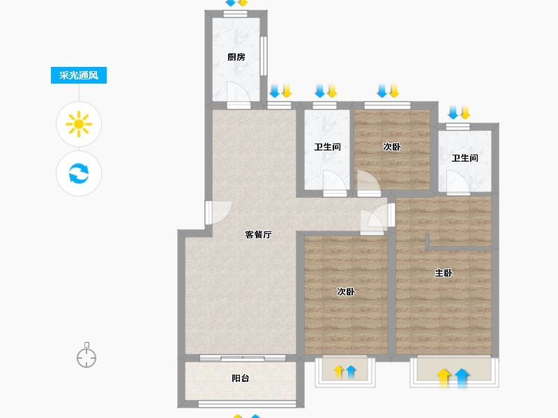 河北省-石家庄市-百合御景城-92.25-户型库-采光通风