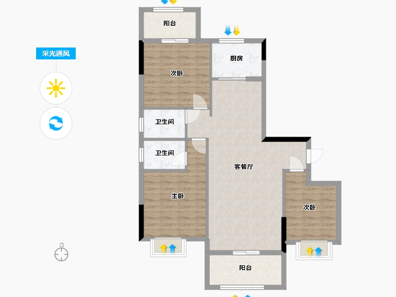 湖北省-荆门市-惠山御景-118.00-户型库-采光通风