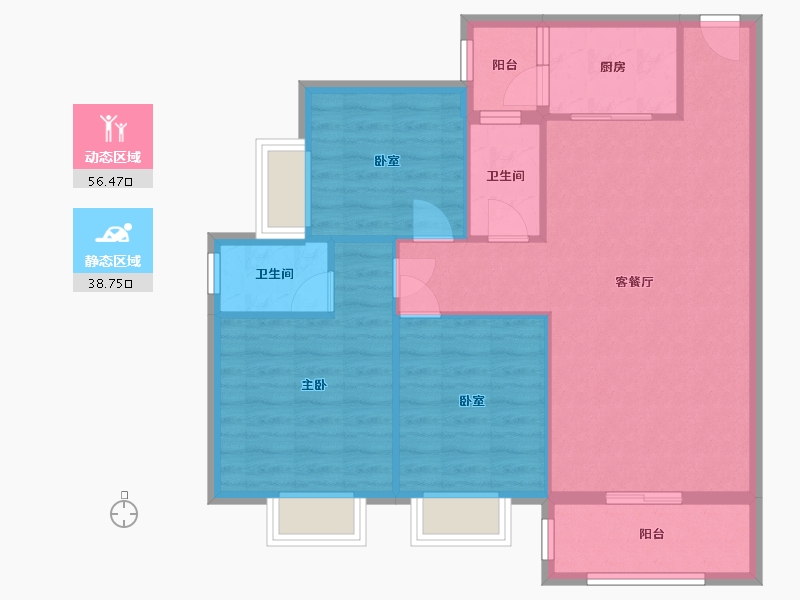 广东省-湛江市-馨平嘉园-90.36-户型库-动静分区