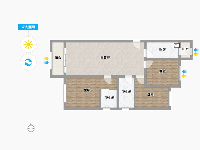 河北省-唐山市-柒麟湾-88.00-户型库-采光通风