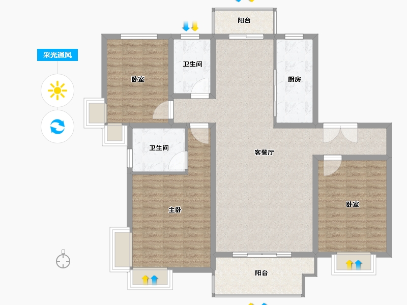 安徽省-安庆市-金星中央城-120.00-户型库-采光通风