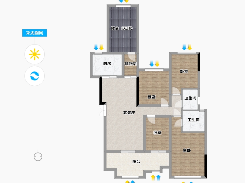 重庆-重庆市-东邦海棠湾-120.00-户型库-采光通风