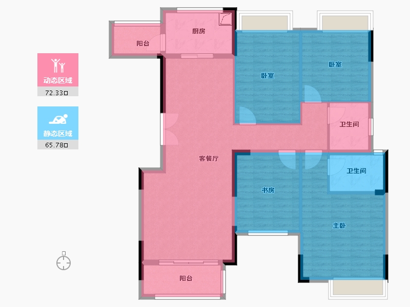 湖南省-湘西土家族苗族自治州-南山1号-125.00-户型库-动静分区