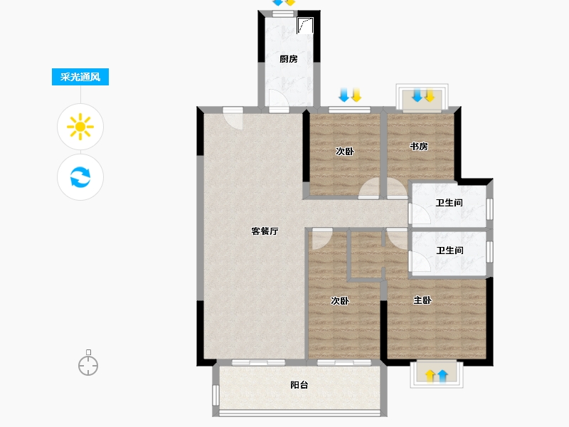 湖北省-咸宁市-福星城-106.00-户型库-采光通风