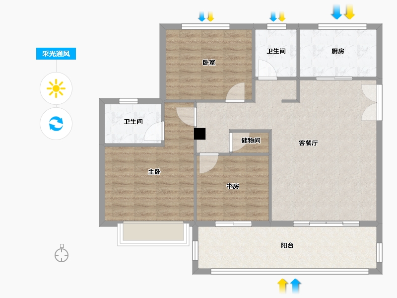 浙江省-温州市-盛宏锦园-100.00-户型库-采光通风