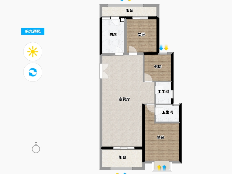 河北省-邢台市-麒麟汇-127.00-户型库-采光通风