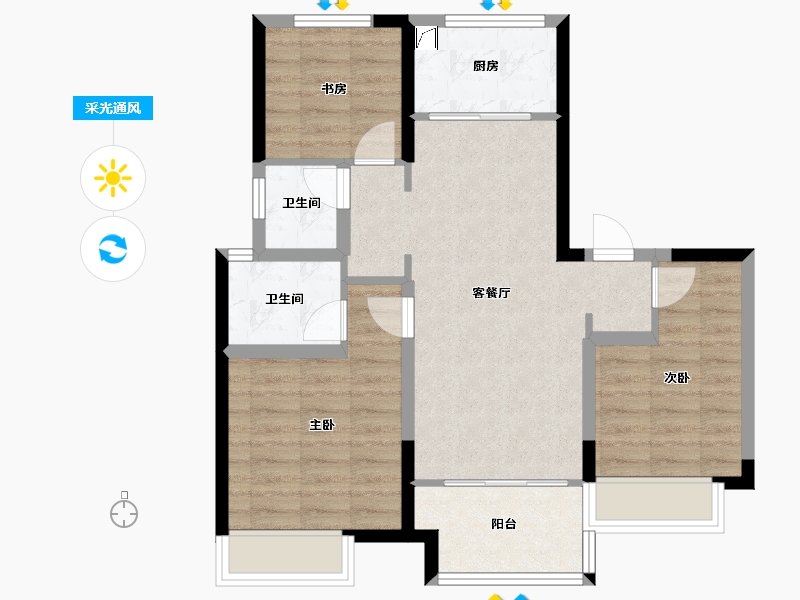 山东省-济南市-旭辉银盛泰·星瀚城-84.00-户型库-采光通风