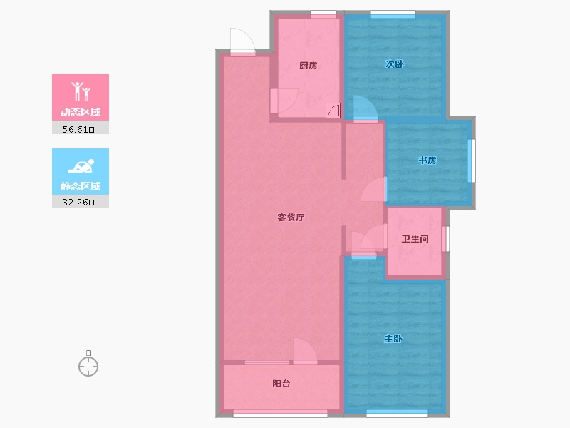 辽宁省-沈阳市-府城名著-95.20-户型库-动静分区