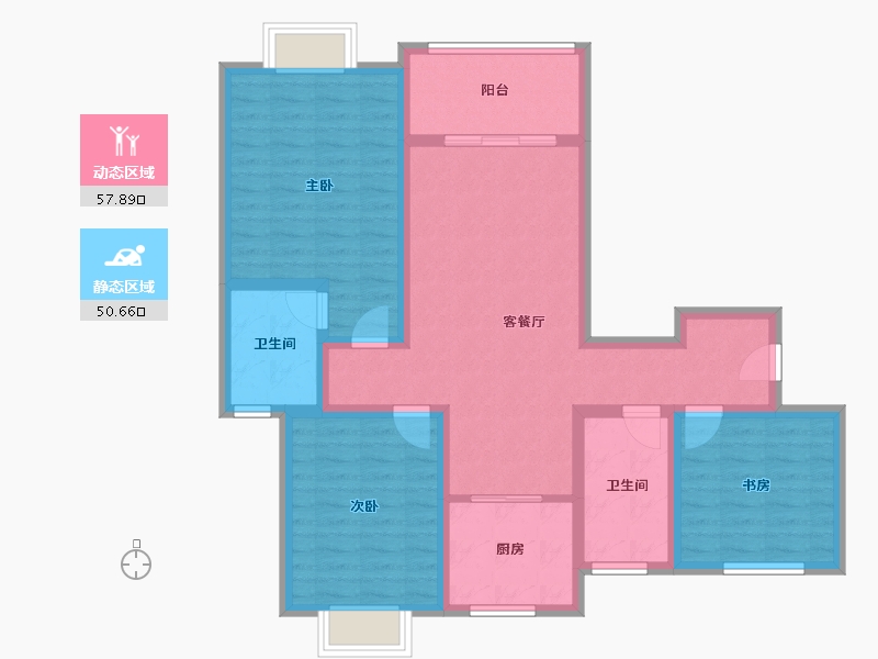 江苏省-苏州市-湘苑二区-136.00-户型库-动静分区