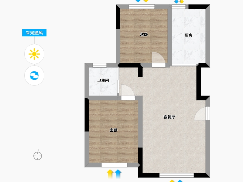 吉林省-四平市-龙腾悦澜湾-60.00-户型库-采光通风