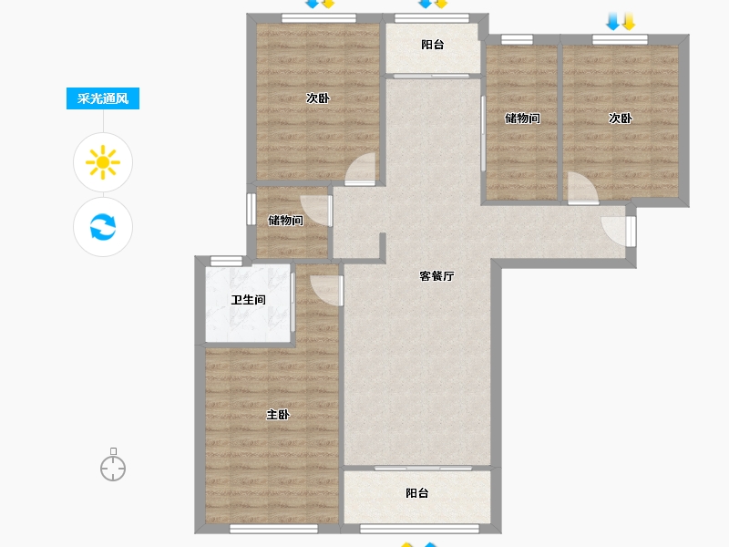 江苏省-苏州市-徐公桥花园-114.00-户型库-采光通风