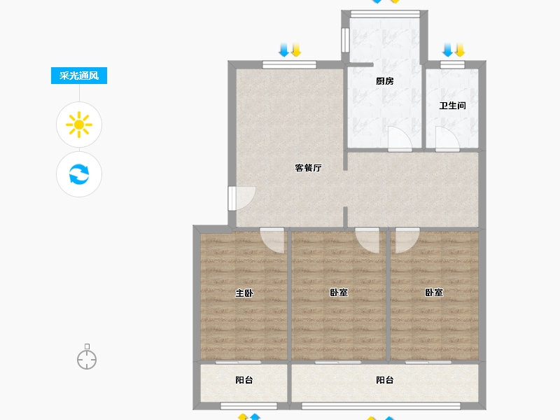 河北省-石家庄市-让山-95.00-户型库-采光通风