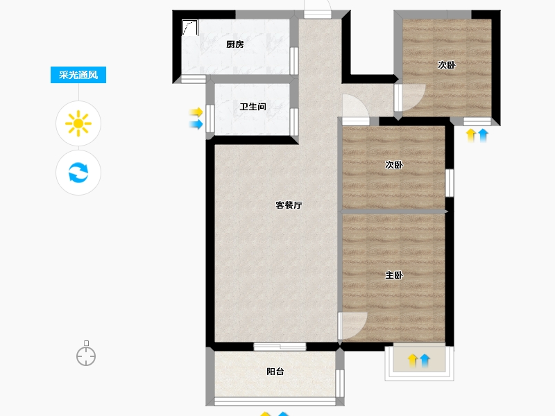 陕西省-西安市-海伦湾-70.00-户型库-采光通风