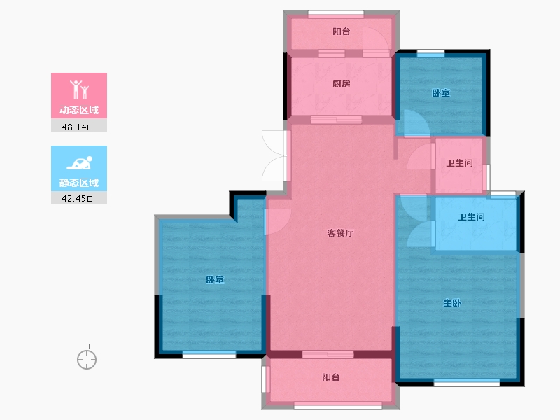 浙江省-台州市-书香名苑-81.47-户型库-动静分区