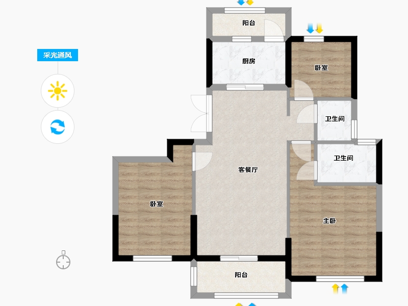 浙江省-台州市-书香名苑-81.47-户型库-采光通风