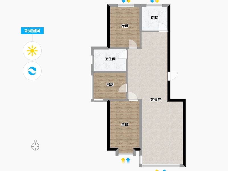 辽宁省-锦州市-西湖雅居-90.00-户型库-采光通风