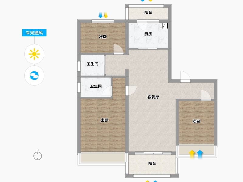 陕西省-渭南市-南湖学府-110.00-户型库-采光通风