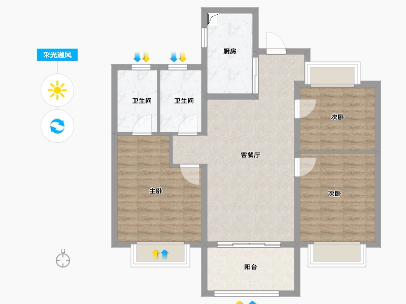 上海-上海市-禹州雍贤府-88.00-户型库-采光通风