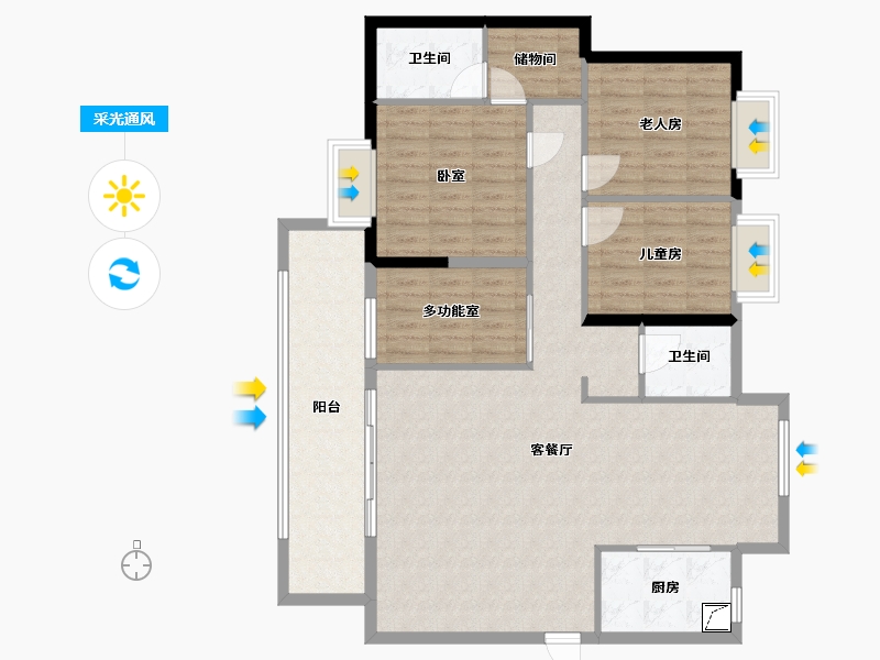 福建省-泉州市-石狮世茂璀璨狮城-120.00-户型库-采光通风