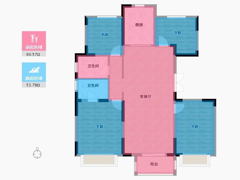 内蒙古自治区-呼和浩特市-中梁首府-118.80-户型库-动静分区