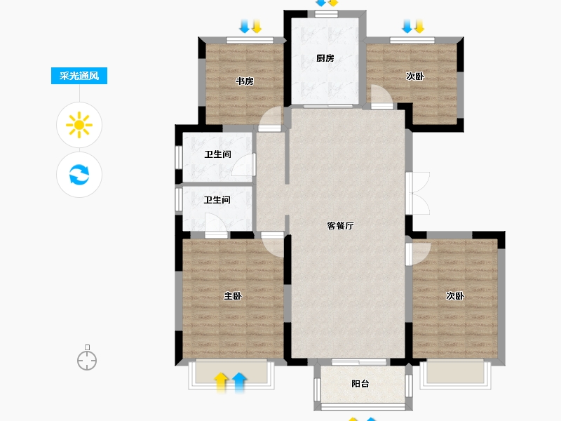 内蒙古自治区-呼和浩特市-中梁首府-118.80-户型库-采光通风