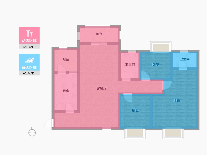 广东省-中山市-奕翠园-98.00-户型库-动静分区