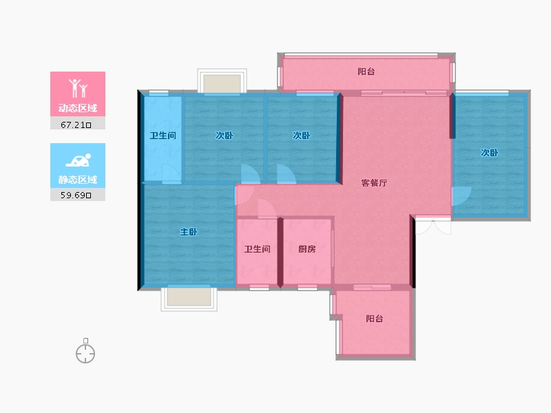 湖南省-邵阳市-中雅-学府雅苑-137.22-户型库-动静分区