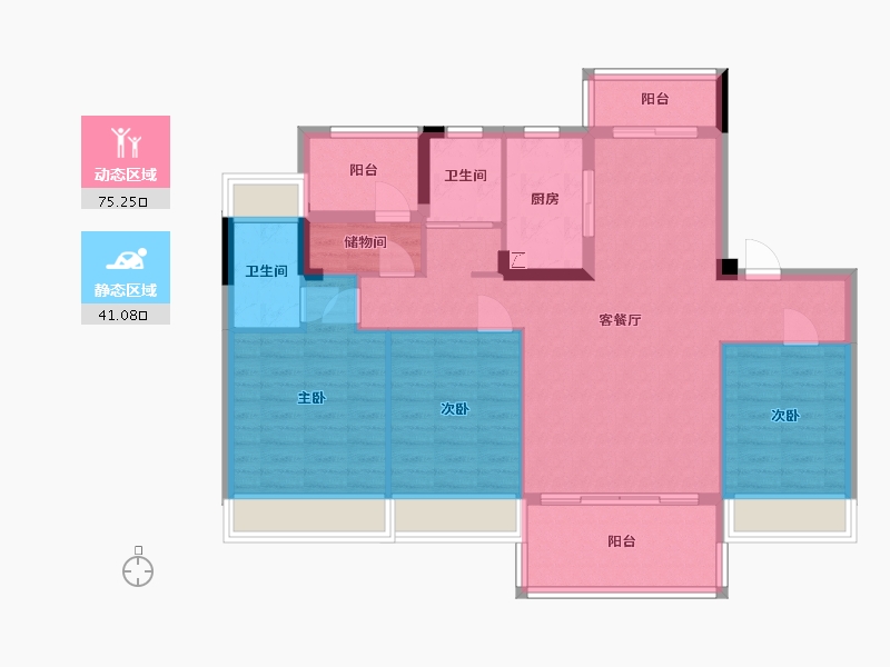 重庆-重庆市-重庆市石柱县碧桂园天麓府-103.00-户型库-动静分区