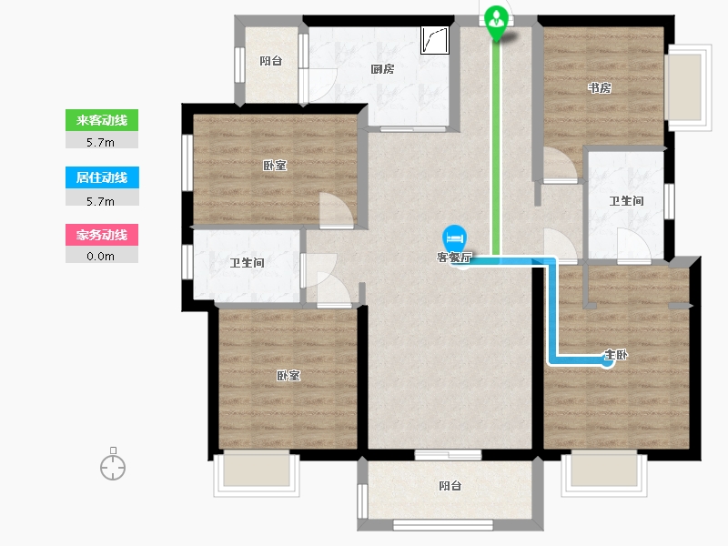 湖南省-株洲市-美的蓝溪谷-110.00-户型库-动静线