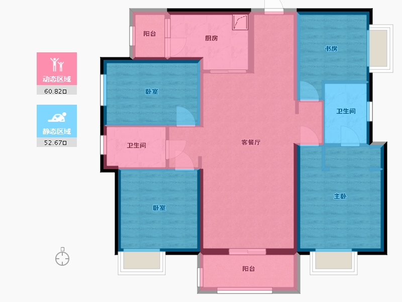 湖南省-株洲市-美的蓝溪谷-110.00-户型库-动静分区