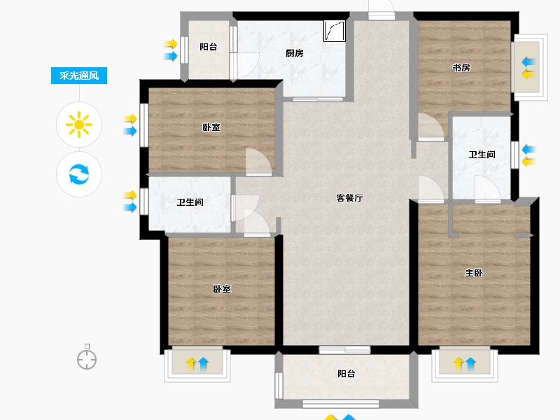 湖南省-株洲市-美的蓝溪谷-110.00-户型库-采光通风