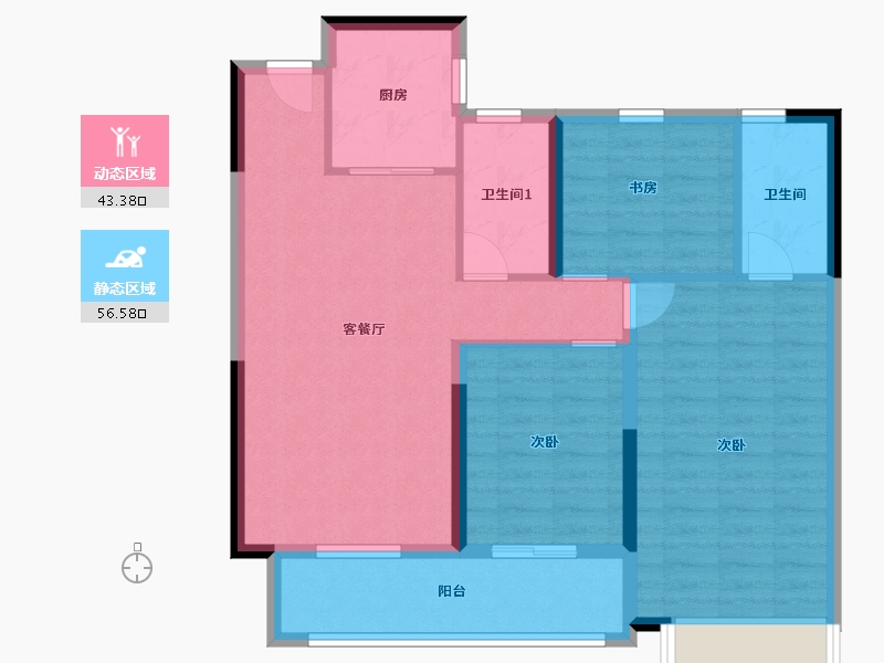 浙江省-嘉兴市-中天江南诚品-100.00-户型库-动静分区