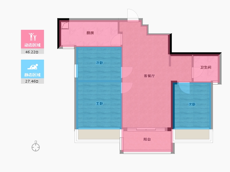 广东省-珠海市-利腾 金利湾-71.05-户型库-动静分区