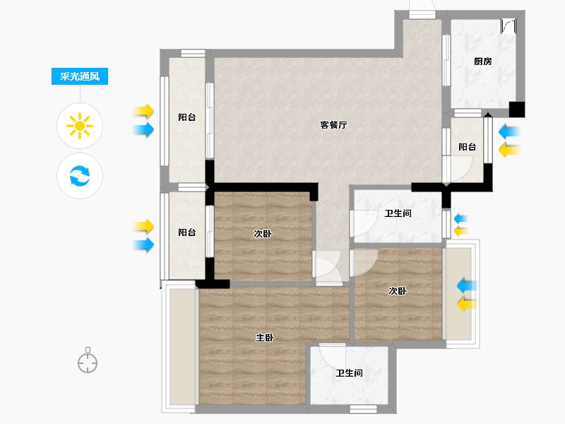 广东省-中山市-东城四季-80.66-户型库-采光通风